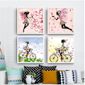 Miniatyrbilde 1 av 4: Wekity Blomsterfe Vægkunst Lærredstrykplakat, Enkelt Mode Vandfarve Kunsttegning Dekor til Hjem Stue Soveværelse Kontor og Børneværelse