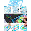Miniatyrbild 5 av 5: 3 st multifunktionella geometriska linjaler för ritverktyg Skolmaterial Linjaler Mångsidigt mätverktyg: Klar geometrisk linjal