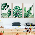 Miniatyrbild 1 av 3: Wekity Botaniska Väggkonst Tryck Set om 3 Tropiska Löv Canvas Dekor Växtblad Boho Väggdekor Bilder Gröna Boho Posters Konst Set Badrum Vägg Ar