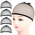 Miniatyrbilde 1 av 2: /HA/Cap, 4 stk Svart Mesh Parykknett, Lukket Mesh Parykkhetter, Liner Weaving Caps for kvinner, menn, barn