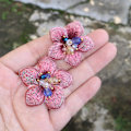 Miniatyrbilde 2 av 4: 10 stk/sett Blomster Rhinestone Appliques For Klær Diy Sy På Blomsterlapper For Klær Dekorasjon Rhinestone Parches(winered)