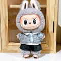 Pikkukuva 1 / 5: [HH]Labubu V1 Nuken Vaatteet 17cm Juomalasi Huppari Asu Puku Blind Box Popmart Ei Alkuperäinen Gray rabbit 4-piece set