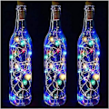 Miniatyrbillede 4 af 4: /HH/ Vinflaskelamper med kork, 8-pak batteridrevet LED-korkform Sølv Kobbertråd Farverige Fairy Mini String Lights - Perfekt