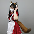 Miniatyrbillede 2 af 2: /HA/Simulerings plys ræveører pandebånd hale cosplay tøj kostume Sort