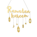 Pikkukuva 2 / 5: Ramadan Kareem -puinen riipuskoriste Eid Mubarak -puinen roikkuva kyltti Kuu ja tähti riipus