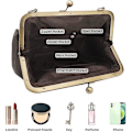 Miniatyrbillede 4 af 5: Retro hul håndtaske til kvinder læder skuldertaske aften clutch taske - Blå