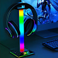 Miniatyrbilde 3 av 5: RGB Gaming Hodetelefonstativ USB-port Berøringskontroll Lysstripe Skrivebord Gaming Headset Holder Henger Tilbehør