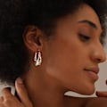 Miniatyrbillede 4 af 5: Mellemstore ovale creoler til kvinder, piger, mode, hul tekstur, klik top, piercing, trendy smykker, julegaver, fødselsdagsgaver