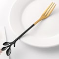 Miniatyrbillede 3 af 5: 10 stk. smagsprøve dessergafler i rustfrit stål, bladformet forretgaffel, frugtgaffel, tåler opvaskemaskine, sort G