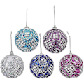 Miniatyrbilde 2 av 5: 8 cm glitrende krystall shatterproof julekule ornamenter 3 stk (lilla)bd