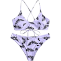 Miniatyrbild 1 av 2: /HA/Stjärna Sol Måne Tryck Baddräkter för Kvinnor Rygg Kors Snörning Triangel Bikini(S)