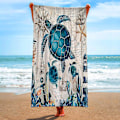 Miniatyrbild 3 av 5: Sommar Unisex Ocean Life Turtle Ultra-Fine Fiber Strand Simning Multifunktionell Snabbtorkande Absorberande Reshandduk 80*160cm.