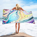 Miniatyrbild 5 av 5: Färgglada tryckta stora strandhanddukar Snabbtorkande surfponcho Mikrofiber badhandduk Resesjal Strand Yoga Picknick Gymmatta Kvinnors gåva