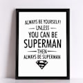Miniatyrbillede 4 af 5: Wekity Sort/hvid Superman Wall Art Lærredstrykplakat, Enkelt Mode Sort/hvid Kunsttegning Indretning til Hjem Stue Soveværelse Kontor, Chi