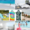 Pikkukuva 2 / 5: Poncho-pyyhe naisille, rantapontšo, surffipyyhe, hupullinen kylpyviitta aikuisille, mikrokuitukangas, kylpypyyhe, joka muuttuu viitaksi