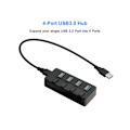 Miniatyrbilde 4 av 5: 4 porter USB3.0 Hub Splitter Datamaskin Multi-grensesnitt Splitter USB Splitter USB Utvidelse Lader Wi