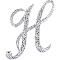 Miniatyrbild 1 av 3: A-Z Initialer Brosch för kvinnor, Silverpläterad metall strass klar AAA+ kristall kavajslag stift broscher 1 st, WZ-1143R