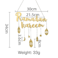 Pikkukuva 4 / 5: Ramadan Kareem -puinen riipuskoriste Eid Mubarak -puinen roikkuva kyltti Kuu ja tähti riipus