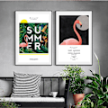 Miniatyrbild 3 av 5: Wekity Sommar Flamingo Väggkonst Canvas Tryck Affisch, Enkelt Mode Konst Ritning Dekor för Hem Vardagsrum Sovrum Kontor och Barnrum (Set of
