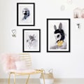 Miniatyrbild 1 av 5: Wekity Miss Rabbit Väggkonst Canvas Tryck Affisch, Enkelt Sött Akvarellkonst Ritning Dekor för Hem Vardagsrum Sovrum Kontor och Barnrum (Set