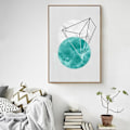 Miniatyrbillede 3 af 4: Wekity Geometrisk Patchwork 1 Vægkunst Lærredstrykplakat, Enkelt Abstrakt Akvarelkunst Tegning Indretning til Hjem Stue Soveværelse Kontor og Børn