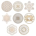 Miniatyrbild 1 av 5: 8-pack 14cm Träväggskylt Blomma av Livets Form Underlägg Träväggskonst DIY Underlägg Hantverk Tillverkning Geo