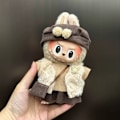 Miniatyrbild 1 av 2: [HH]Labubu Babykläder V1 V2 17cm Labubu Kläder Emaljering Hänge Plyschdocka Kjort Babykläder Skjortset (Chatta Nu) Light Grey