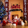 Miniatyrbillede 4 af 5: Juledekorationer til verandaen, Merry Christmas Banner, Juleveranda-skilt - Store juledekorationer til hoveddøren udendørs, rød ternet juledekoration