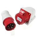 Miniatyrbilde 2 av 3: 3x 16 Amp 5-polet stikkontakt og støpsel værbestandig IP44 3-fase 380-415v 3p + N + jord 16a