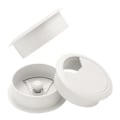 Miniatyrbilde 5 av 5: 2,3 tommers (60 mm) hvite ledningsgjennomføringer og kabelbåndsett i plast til skrivebordshulldeksel ledningsorganisator for dataskrivebordskap (5 stk.)