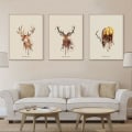 Miniatyrbild 1 av 3: Wekity Triple Elk Väggkonst Canvas Tryck Affisch, Enkelt Mode Vattenfärg Konst Målning Dekor för Hem Vardagsrum Sovrum Kontor (Set om 3 Oinramade, 8'