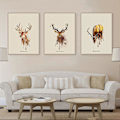 Miniatyrbillede 1 af 3: Wekity Triple Elk Wall Art Canvas Print Poster, Enkel Fashion Akvarel Kunstmaleri Dekoration til Hjem Stue Soveværelse Kontor (Sæt med 3 Uindrammet, 8'