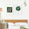 Miniatyrbild 4 av 5: Wekity Sommar Flamingo Väggkonst Canvas Tryck Affisch, Enkelt Mode Konst Ritning Dekor för Hem Vardagsrum Sovrum Kontor och Barnrum (Set of