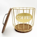 Miniatyrbild 2 av 5: Hålögd Kaffekapslar Förvaringskorg Frukt Kaffe Pod Organizer Hållare Café Hotell Guld