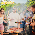 Miniatyrbillede 3 af 5: Grillspyd i metal, rustfrit grillspyd i rustfrit stål med trykstang, dobbelt spyd kebabværktøj til hurtig frigivelse af kød (6 stk.)