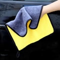 Miniatyrbillede 4 af 5: Tyk og hurtigtørrende mikrofiber-rengøringsklud til bil  Polering af voksende autoklud (6pakke, 12 x 12 tommer) (Grå-gul)