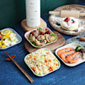 Miniatyrbilde 2 av 5: Multifunksjonelle snacktallerkener Uknuselig 4-delt sett Sunne matvarer av matkvalitet PP middagstallerkener Serviset Tallerkener Firkant mattallerken