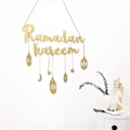 Pikkukuva 1 / 5: Ramadan Kareem -puinen riipuskoriste Eid Mubarak -puinen roikkuva kyltti Kuu ja tähti riipus