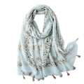 Miniatyrbillede 1 af 3: Boho tørklæde til kvinder, letvægts tørklæde med blomsterprint, efterår/vinter mode frynset tørklæde sjal, fødselsdagsgave, julegave-SL2003-005