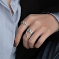 Miniatyrbild 3 av 5: Gotiska knogringset 2 st Smiley Finger Ring med kedjetofs halvöppen midiring för kvinnor eller män-hao