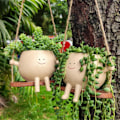 Miniatyrbild 5 av 5: Blomkruka Väggplanter Gunga Ansikte Planter Kruka Harts Plast Leende Ansikte Planter Vägg Hängande Huvud Planter