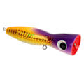 Miniatyrbillede 3 af 5: SDIGV Stor Popper Lokkemad Attraktiv Farve Reflekterende Design Basswood 18cm 120g Træ Agn til Bas Tun GT Ørred 03 Lilla Gul