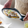 Miniatyrbilde 4 av 5: Fisketallerken i keramikk, serveringsfat, fiskeformet serveringsfat med tekstur, matfat, serveringsfat for fisk, sushi, frukt eller ost