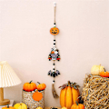 Pikkukuva 3 / 5: Halloween-puinen helmi-helminauha, jossa kurpitsa, lepakko ja aave - Rustiikkinen riipusseinävaate, helminauha