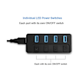Miniatyrbilde 3 av 5: 4 porter USB3.0 Hub Splitter Datamaskin Multi-grensesnitt Splitter USB Splitter USB Utvidelse Lader Wi