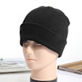 Miniatyrbillede 1 af 2: /HA/Sort kold hue 3 dele rund top skygge hue Strikket polyester hue til mænds vinter lys plade