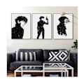 Miniatyrbillede 1 af 5: Wekity Bounty Hunter Wall Art Lærredstrykplakat, Enkelt Mode Sort og Hvid Kunsttegning Dekor til Hjem Stue Soveværelse Kontor og Børn