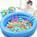 Miniatyrbild 1 av 5: Magnetiskt fiskeset för barn med uppblåsbar pool, leksaker för vattenlek, fiskespel, utomhusleksaker, födelsedagspresent