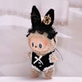 Miniatyrbild 3 av 3: [HH] 17cm Labubu I II Söta Plyschdockors Kläder Idol Dockor Sittande Party Kläder Accessoarer för Korea Kpop Exo Black