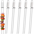 Miniatyrbillede 1 af 5: Grillspyd i metal, rustfrit grillspyd i rustfrit stål med trykstang, dobbelt spyd kebabværktøj til hurtig frigivelse af kød (6 stk.)